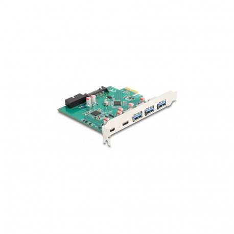 "DELOCK USB 5 Gbps PCI Express x1 Karte zu 3 x extern Typ-A + 2 x extern USB Type-C Buchse und 1 x i