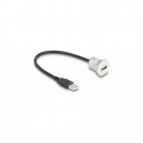 "DELOCK USB2.0 Typ-A Einbaubuchse mit Kabelp. St. Alu.30cm"