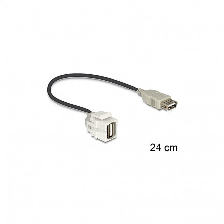 "Keystone Modul USB 2.0 A Buchse 250° > USB 2.0 A Buchse mit Kabel weiß"