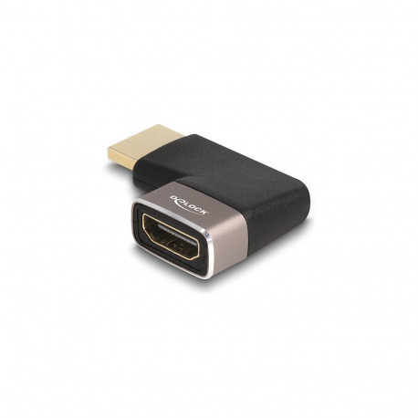 "HDMI Adapter Stecker zu Buchse 90° rechts gewinkelt 8K 60 Hz grau Metall"