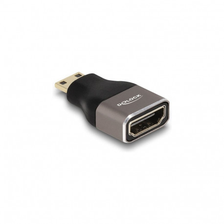 "HDMI Adapter Mini-C Stecker zu A Buchse 8K 60 Hz grau Metall"