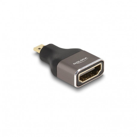 "DELOCK HDMI Adapter Micro-D Stecker zu A Buchse 8K 60 Hz grau Metall"