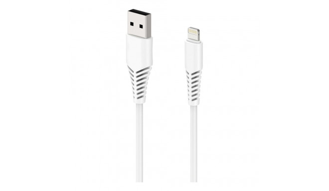 2GO USB laadimis- ja andmekaabel Apple Lightning 1m valge