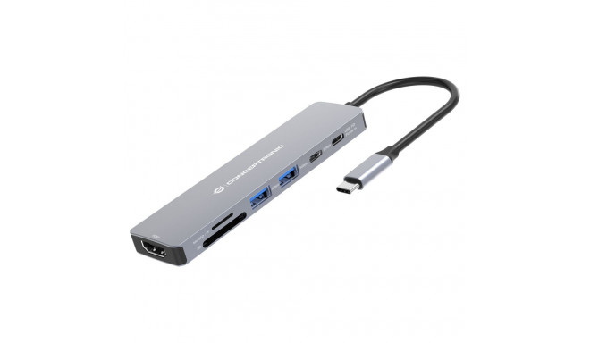 CONCEPTRONIC 7-1 dokkimisjaam USB-C->HDMI/USB-C/2xUSB-A/+ 25cm hall