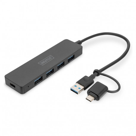 "DIGITUS USB 3.0 Hub 4-Port Slim, USB-C Adapter 0,2m Kabel"