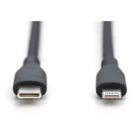 "DIGITUS USB 2.0 Kabel Typ C-Lightning Silikon 0,5m MFI schwa"