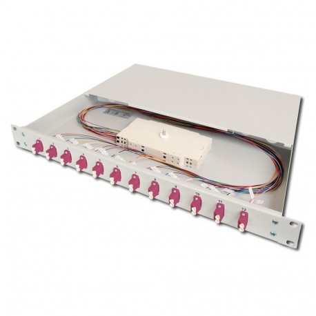 "DIGITUS LWL Spleißbox 1HE bestückt 12x LC DX OM4 grau"