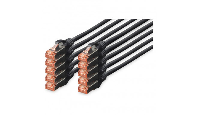 "DIGITUS CAT 6 S/FTP Patchkabel, 10 Stück, 0,25m, schwarz"