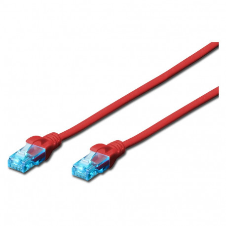 "DIGITUS Patchkabel RJ45 U/UTP Cat5e 5.00m rot Hebelschutz"