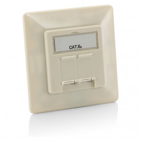 "Equip Aufputz Frontplatte Cat6A 2x RJ45 RAL 1013 Perlweiß"