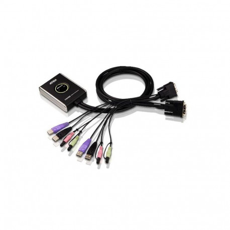 Aten 2-Port USB DVI/Audio Cable KVM Switch with Remote Port Selector
