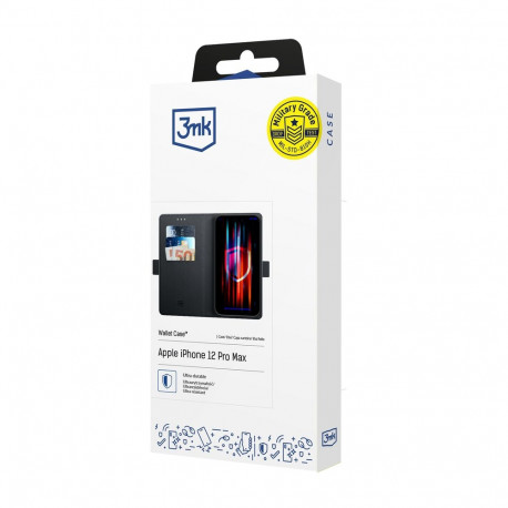 3mk Wallet Case with Flip for iPhone 12 Pro Max - Black
