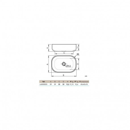 WASHBASIN CATANIA 385X385X140 valge