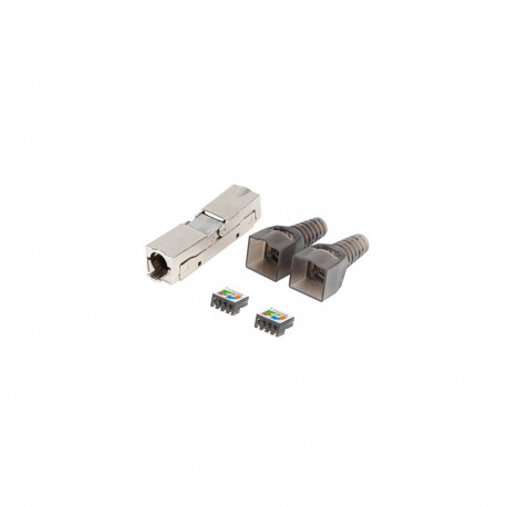 Lanberg 2X RJ45 CAT6A FTP Plug 8P8C tööriistavaba adapter PL2SA-6000TL hõbedane/läbipaistev