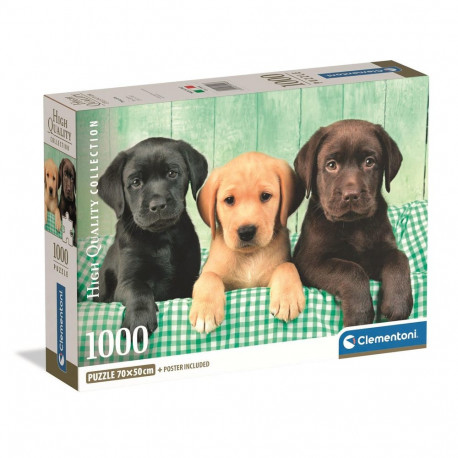 Puzzle 1000 HQC TRZY LABRADORY Plakat Clementoni 39946