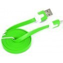 Omega кабель USB/microUSB 1 м плоский, зелёный (41858)