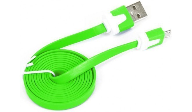 Omega cable microUSB 1m flat, green (41858)