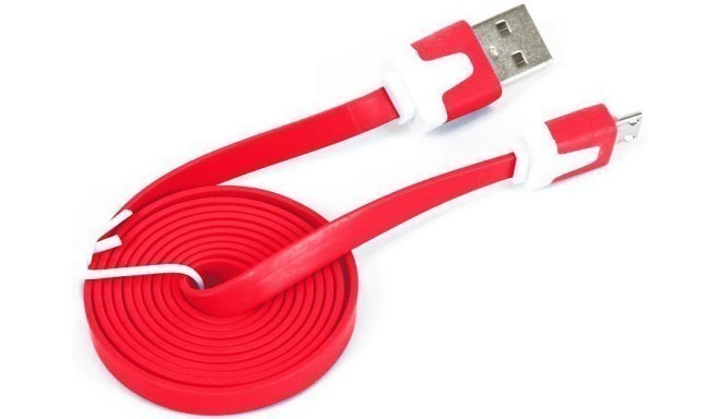 Omega cable microUSB 1m flat, red (41860)