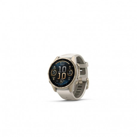 Garmin fēnix 8 Sapphire AMOLED watch, 43 mm. Gold with grey/dark sandstone silicone band
