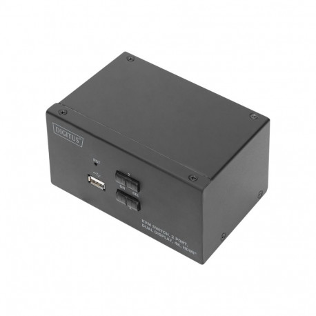 DIGITUS KVM-lüliti 2x2 HDMI 2-Port kahe ekraaniga 4K/30Hz FreeSync