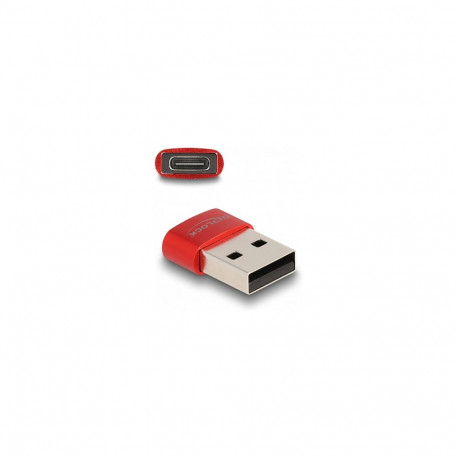 "DELOCK USB2.0 Adapter USB Typ-A Stecker zu USB Type-C Bu rot"
