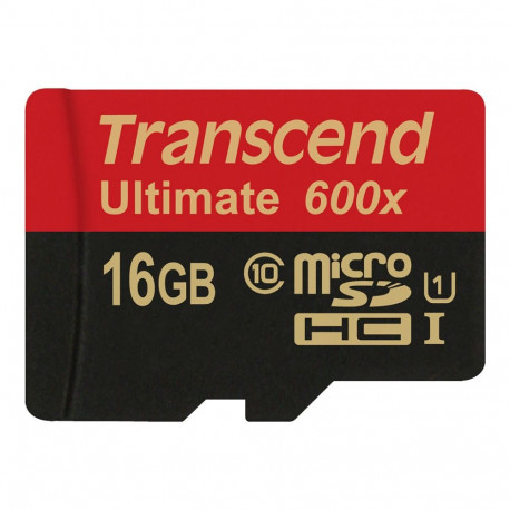 "CARD microSD Card 16GB Transcend SDHC UHS1 600x w/Adap."