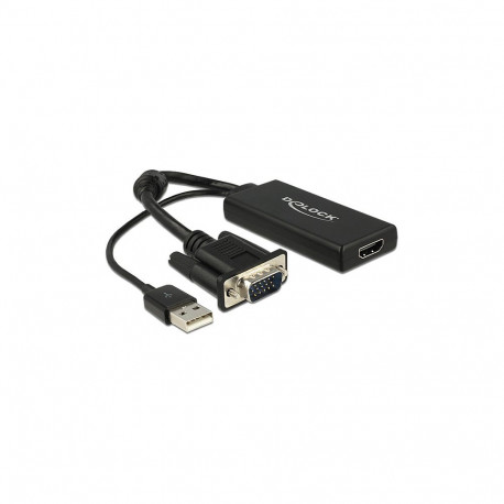 "DELOCK Adapter VGA + Audio zu HDMI mit Kabel schwarz"