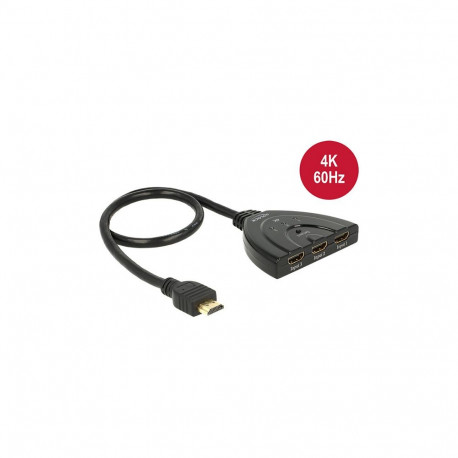 "DELOCK HDMI UHD Switch 3 x HDMI in > 1 x HDMI out 4K mit integriertem Kabel 50 cm"