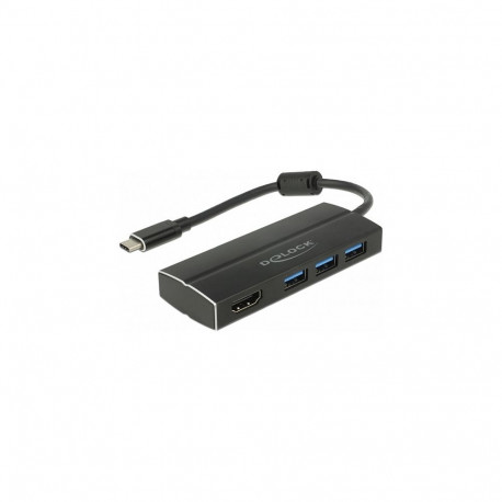 Delock USB 3.1 Gen 1 USB Type-C adapter 3 x USB 3.0 Type-A jaotur + 1 x HDMI DP Alt Mode 4K 30 Hz