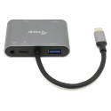Equip dokkimisjaam USB-C -> HDMI, VGA, USB 3.0, AUX, 100W PD 15 cm must