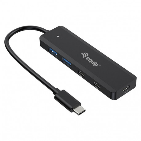 Equip 4-pordiline USB-jaotur 3.2/C->2xUSB-C 2xUSB-A 5Gbps ilma toiteplokita must