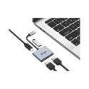 Equip dokijaam USB-C->2xHDMI USB 3.0 100WPD 15cm, hõbe