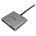 Equip dokijaam USB-C->2xHDMI USB 3.0 100WPD 15cm, hõbe