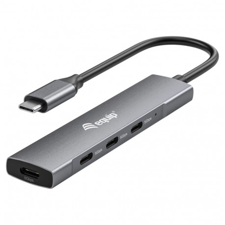 Equip USB-jaotur 4-Port 3.2/C->4x3.0 5Gbps hall ilma toiteadapterita