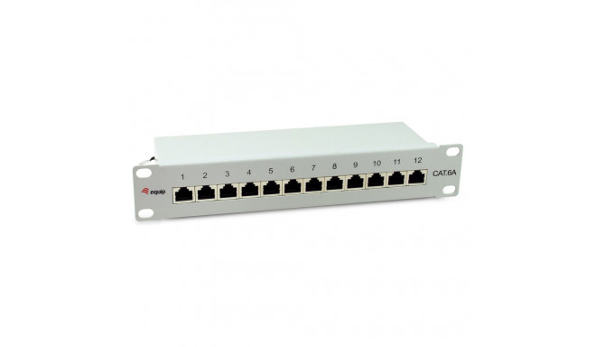 "Equip Patchpanel 12x RJ45 Cat6A 10"" FTP 1HE Premium hellgrau"