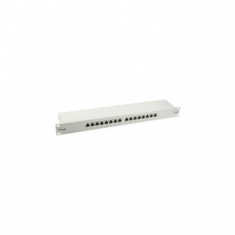 "Equip Patchpanel 16x RJ45 Cat5e 19"" FTP 1HE hellgrau"