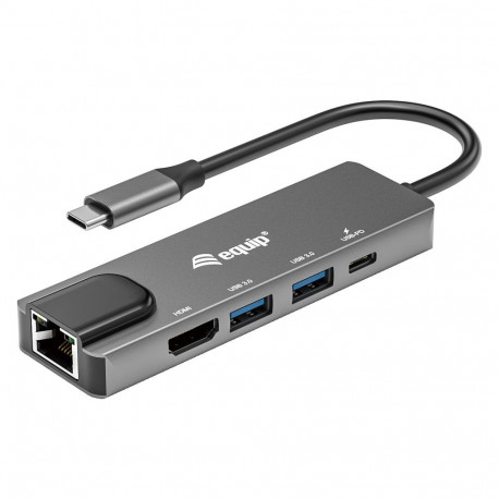 Equip dokkimisjaam USB-C->HDMI.2xUSB3.0.GbE.100WPD 25cm hõbedane