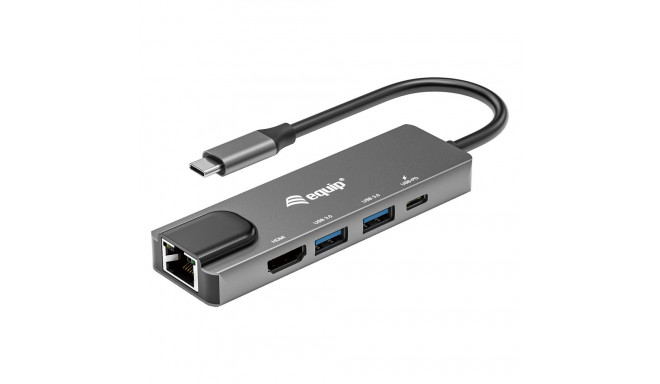 Equip dokkimisjaam USB-C->HDMI.2xUSB3.0.GbE.100WPD 25cm hõbedane