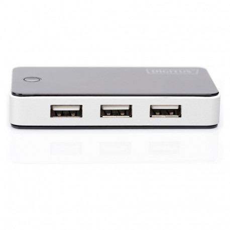 DIGITUS USB-jaotur 7×A USB 2.0 toiteplokiga, must