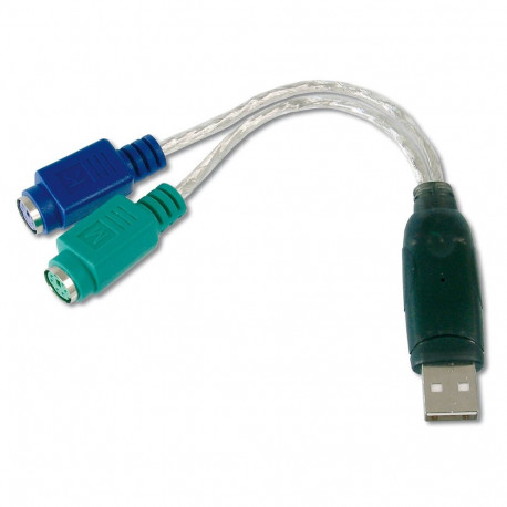 "DIGITUS Adapterkabel USB1.1 -> 2xPS/2 St/Bu 2xMini-Din6/F"