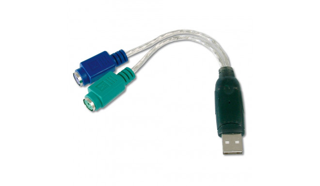 "DIGITUS Adapterkabel USB1.1 -> 2xPS/2 St/Bu 2xMini-Din6/F"