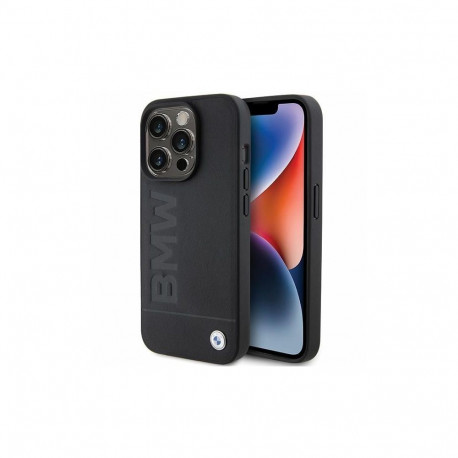 BMW BMW Leather Hot Stamp case for iPhone 15 Pro - black