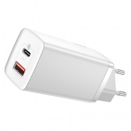 Baseus Wall Quick Charger GaN2 Lite 65W USB + USB-C QC4+ PD3.0 SCP FCP AFC  White