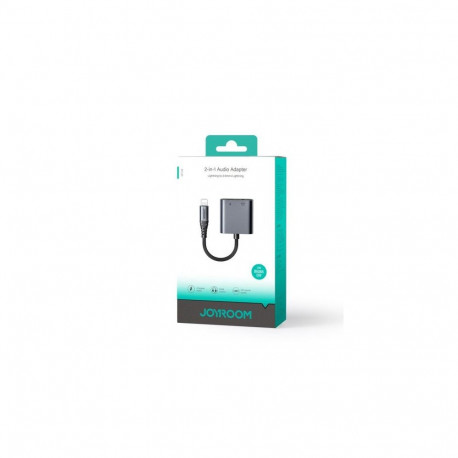 Joyroom Adapter DAC 2-in-1 Lightning to Lightning/ 3.5mm Mini Jack, 2.4A, 0.12m, Black (SY-L01)