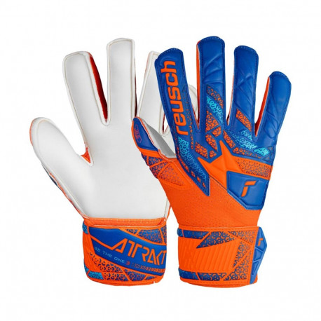 Rękawice bramkarskie Reusch Attrakt Solid Finger Support Junior niebiesko-pomarańczowe 5472510 2290 
