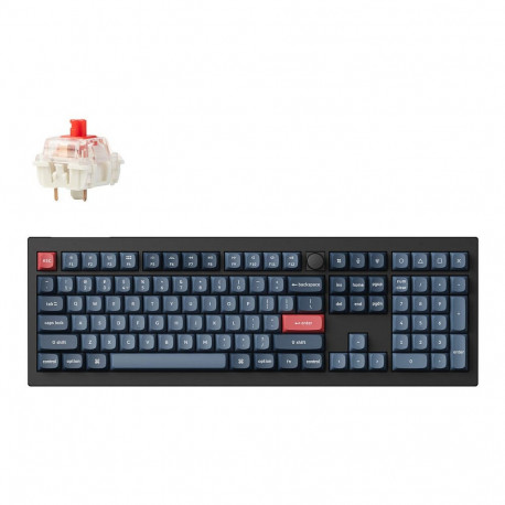 Keychron V6 Max (must/sinihall, DE-paigutus, Gateron Jupiter Red, Hot-Swap, RGB)