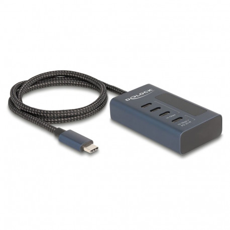 "DELOCK USB 10 Gbps Hub mit 4 USB Type-C Ports davon 3 x Datenport + 1 x Daten und PD 20 Watt mit Le