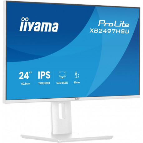 Iiyama ProLite XB2497HSU-W1 (60.5 cm (23.8 Zoll), weiß (matt), FullHD, IPS, HDMI, DP, USB-Hub, erg. 