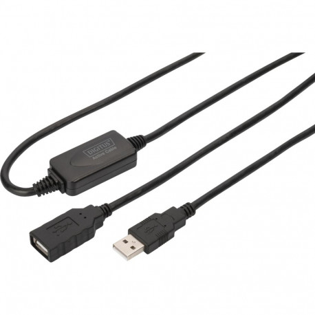 Aktives USB 2.0 Verlängerungskabel, 15 Meter (schwarz, Repeater Kabel)