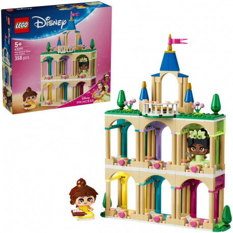 LEGO 43291 Disney Princess The Mini Princesses Belle and Tiana with their Castle, Construction Toy